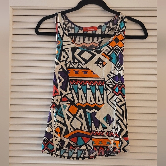 Rainbow- Colourful Lightweight Retro Sleeveless Racerback Top - Picture 1 of 5